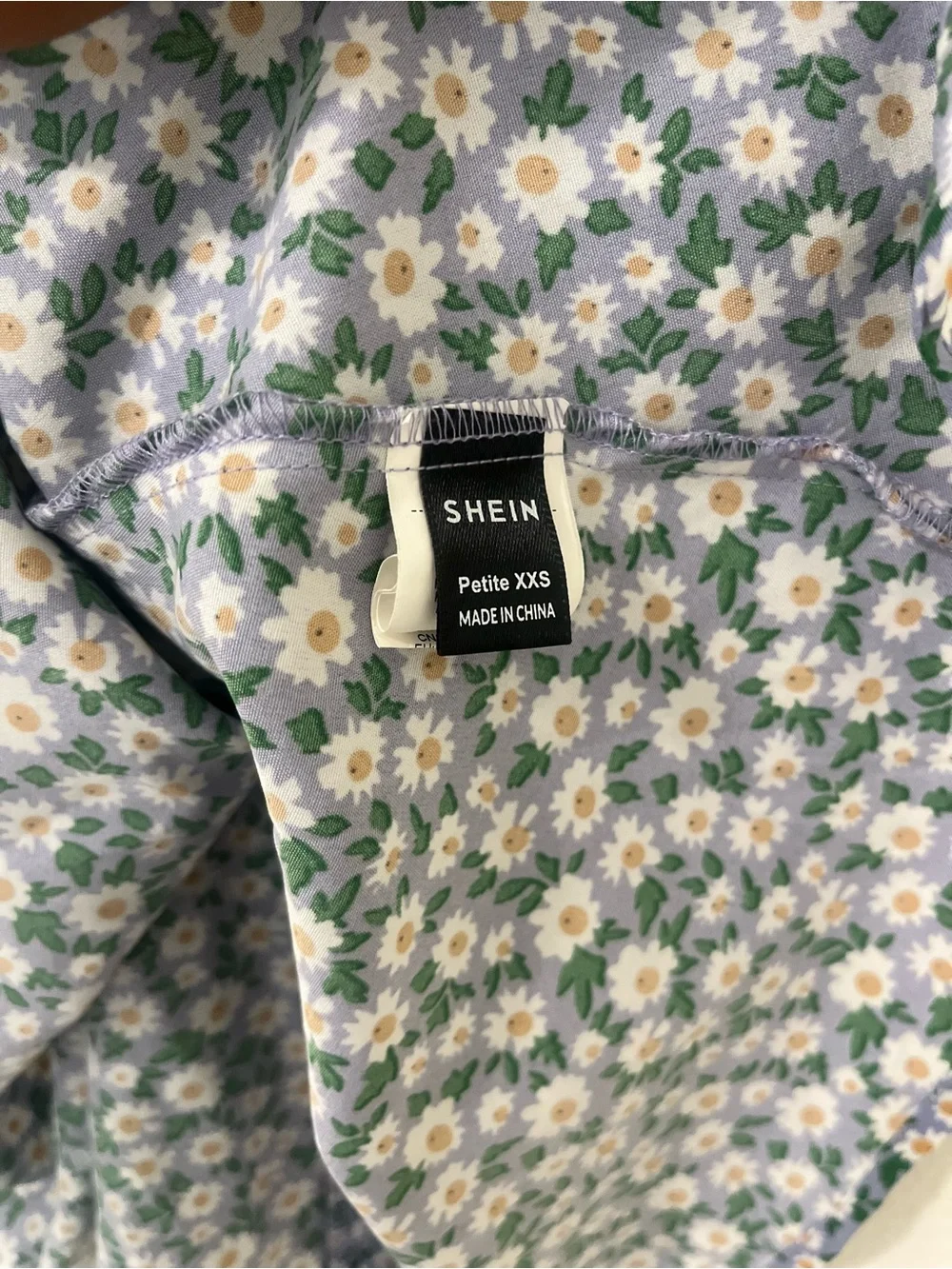 SHEIN Petite XXS Blue Daisy Floral Tie Strap Mini Dress
